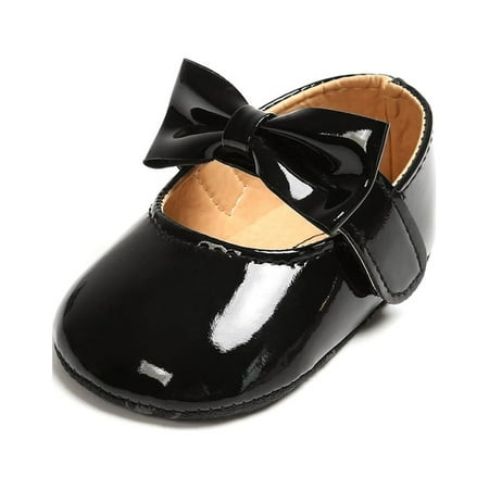 Gyratedream Infant Newborn Toddler Baby Girls Shoes Mary Jane Flats Bowknot Design Anti-Slip Soft Sole PU Leather Moccasins for Prewalkers Birthday Wedding Crib Shoes