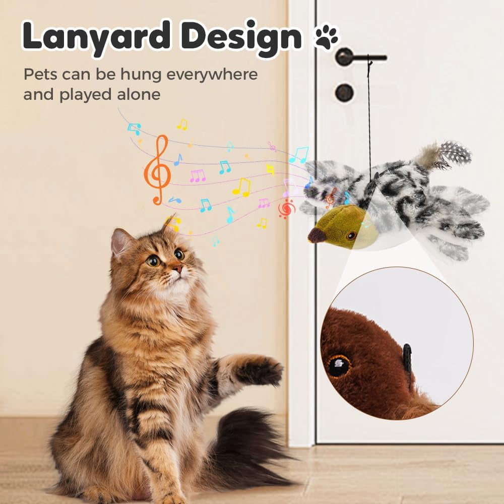 2026 New Flappy Chase Cat Toy, Interactive Chirping Bird Cat Toy with Remote Control, Chirping Bird Cat Toy Flapping Wings, Flying Interactive Simulation Electric Cat Toy
