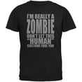thumbnail image 1 of T-Shirt Noir pour Adulte de Costume de Zombie Humain d'Halloween, 1 of 1