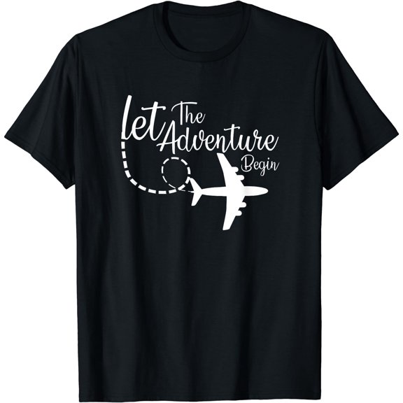 Let The Adventure Begin inspirational Airplane Travel Mode T-Shirt Black Small