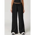 thumbnail image 2 of Women'S Wide-Leg Loose Casual Sports Pants Straight Low-Rise Sweatpants Drawstring Elastic Band Pockets Black S, 2 of 5