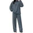 thumbnail image 2 of MVRLSH Fall Pajamas Women Fuzzy Pajama Sets Warm Cozy Winter Fleece Set Loose Comfy Plush Sleepwear With Coral Velvet Blue One Size, 2 of 5