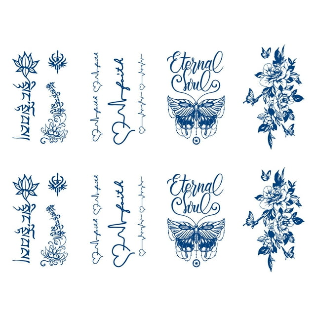 Tatuajes semipermanentes que duran 1-2 semanas, tatuaje temporal de 8 hojas, pegatinas de tatuaje para adultos, hombres, mujeres, niñas y niños