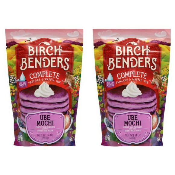 Birch Benders Mélange Complet pour Crêpes et Gaufres Ube Mochi, 14 oz (Lot de 2)