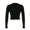 thumbnail image 3 of Elippeo Women Lace Trim Suqare Collar T-shirt Korean Grunge Long Sleeve Slim Fit Tees Cottage Y2K Aesthetic Retro Milkmaid Crop Top, 3 of 10