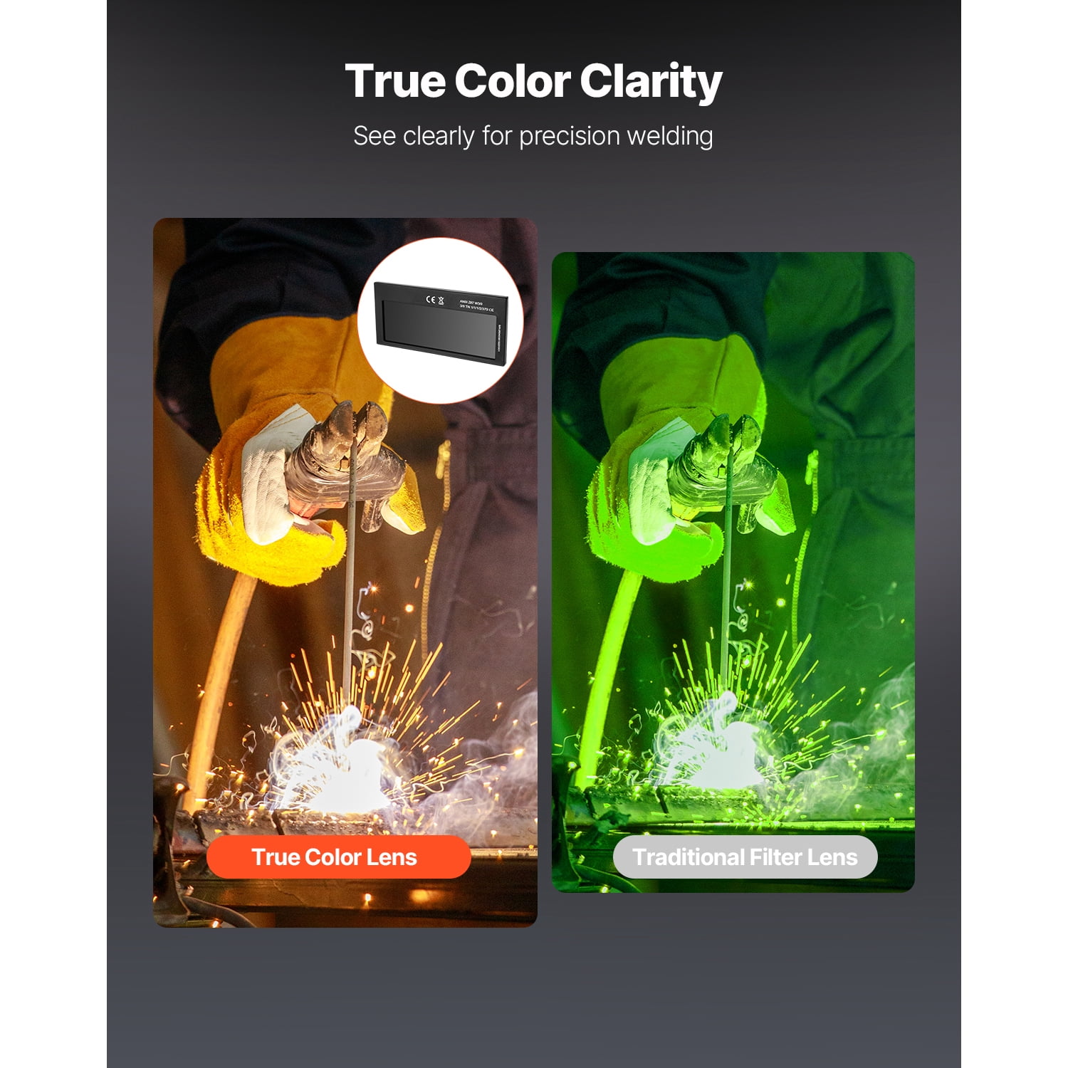 KFFKFF Auto-Darkening Welding Lens 4.25" x 2", Shade 9 True Color Lens with Dual Arc Sensors & Gold Coating, Compatible with Various Welding Helmets for TIG, MIG, MMA, and ARC Tasks