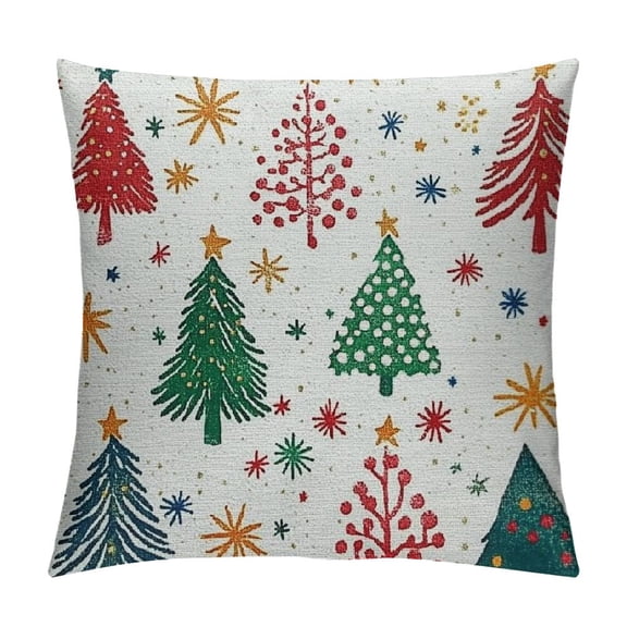 Patifu Christmas Tree Pillow Covers Merry Christmas Red Tree Decorative Throw Pillows Cute Xmas Pine Red and Green Cushion Case for Couch Sofa Bed Bedroom Car Living Room 12x12in