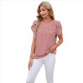 thumbnail image 4 of Camisa de con Cuello Redondo, Mangas Pétalo, Color Liso, Pompones, Rosa, Talla S, 4 of 10