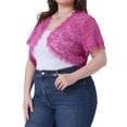 thumbnail image 2 of DARING DIVA Plus Size Sheer Shrug Floral Lace Shrugs Tops 1X Hot Pink, 2 of 6