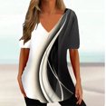thumbnail image 1 of RWJDXD RWJDXD T-shirt Simple d'Été pour Femmes, Col en V, Manches Courtes, Mode Décontractée, 1 of 7