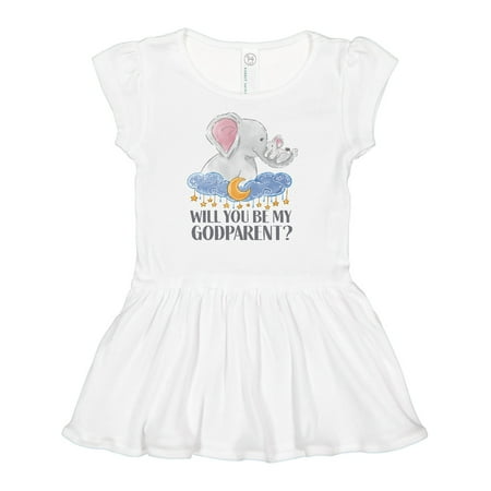 

Inktastic Will You Be My Godparent Elephants Moon and Stars Girls Baby Dress