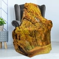 thumbnail image 4 of Forest Soft Flannel Fleece Throw Blanket, Warm Fall Scenery Pale Maple Leaves in the Woodland November Season Woodlands, Cozy Plush for Indoor and Outdoor Use, 50" x 70", Orange Brown, by Ambesonne, 4 of 5