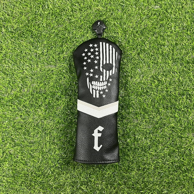 Star & Skull Patchwork Golf Headcover - Edgy Style Driver & Fairway Wood Cover, Faux Leather Protector 3