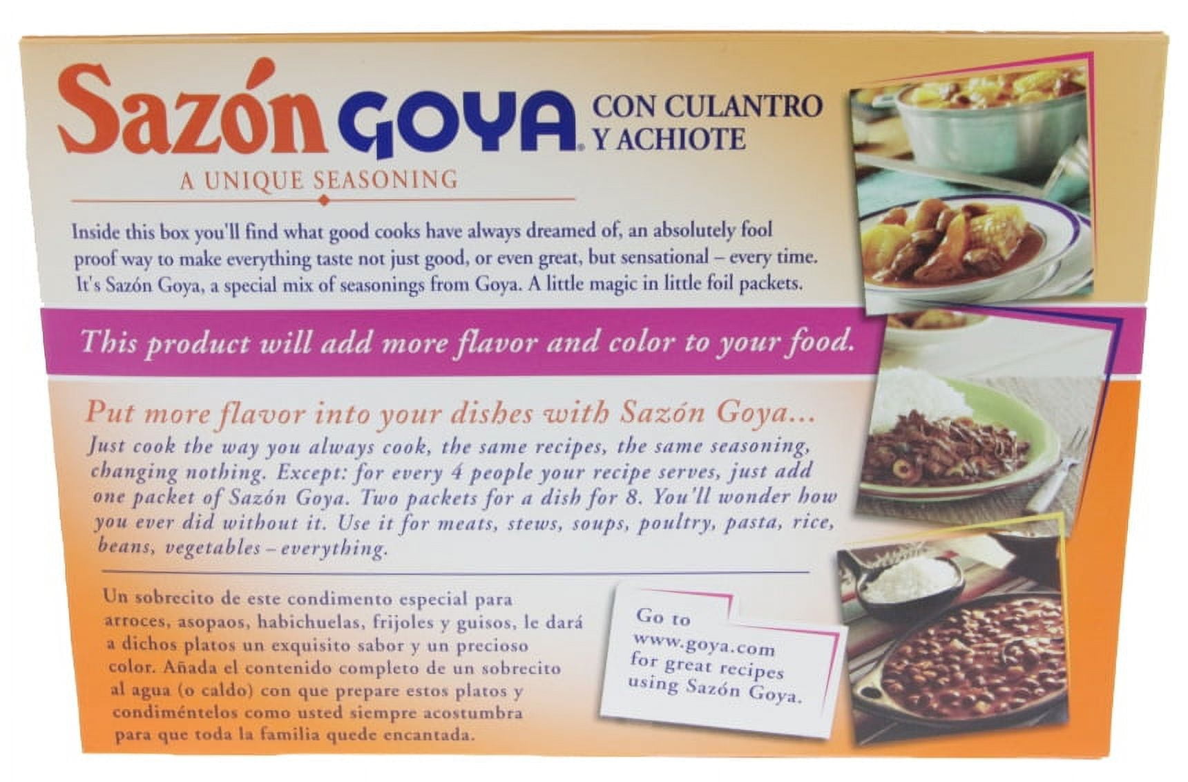 (10 pack) GOYA Sazon with Coriander and Annatto Seasoning Mix, 36 Packets, 6.33 oz Box