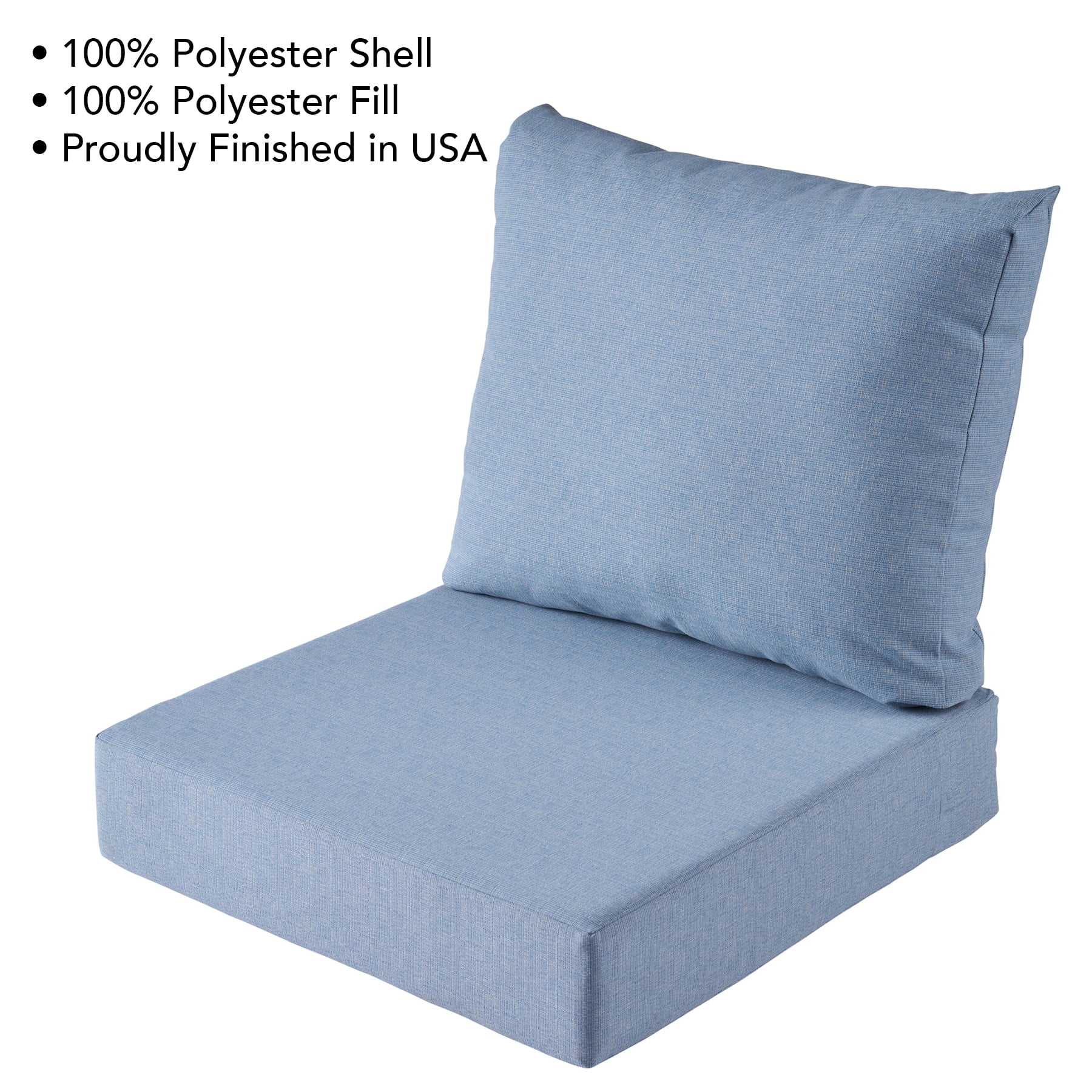 Better Homes & Gardens 24"x 24" Outdoor Deep Seat Cushion, 2-Piece, Light Blue
