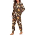 thumbnail image 4 of HELLHERO Halloween Pjs Set for Women Skull Mushroom Printed Sleepwear Crewneck Pajama Pumpkin Printed Pjs Long Sleeve Loungewear with Pockets, XL, 4 of 5