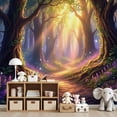 thumbnail image 7 of Wallpaper Magical Forest Glowing Light Purple Flowers Peel and Stick Wall Murals 69"H x 96"W Removable PVC Wall Paper Self-Adhesive Wall Paintings Art Decor for Bedroom Living Room, 7 of 7