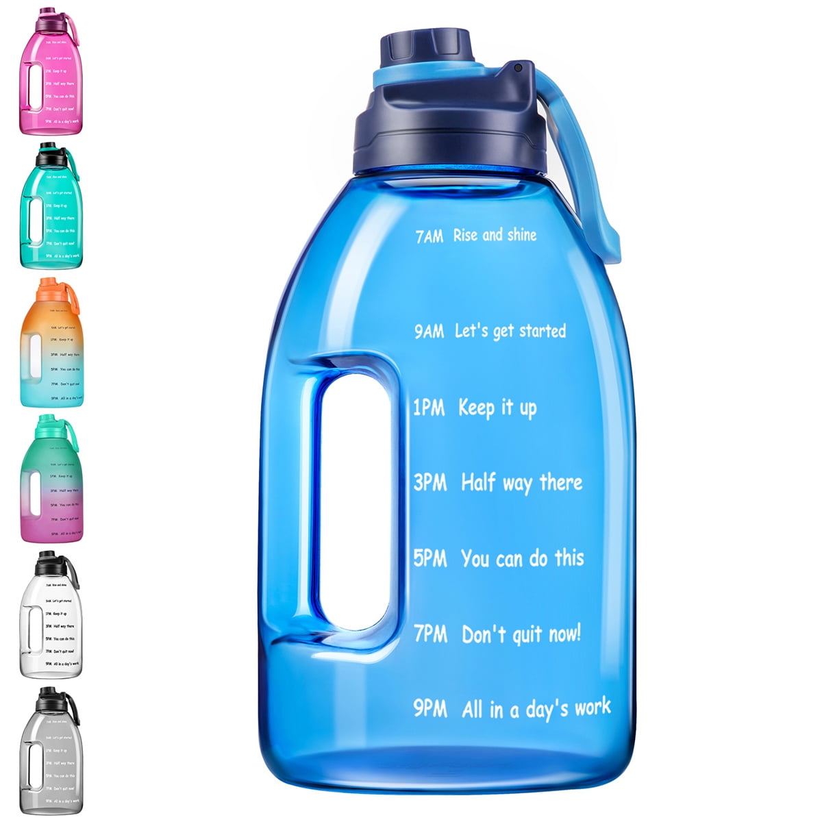 Kepooman Reusable Large-Capacity Water Bottle, Fitness Sports Water Bottle with Leak Proof Flip Top Lid for Gym Yoga Fitness Camping with Time Marker-D Kepooman Reusable Large-Capacity Water Bottle, Fitness Sports Water Bottle with Leak Proof Flip Top Lid for Gym Yoga Fitness Camping with Time Marker-D