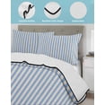 thumbnail image 4 of Quilts Twin Size, Blue Striped Soft Comforter Bedding Set for Bed, Modern Simple Farmhouse Beige Vintage Lightweight Quilted Bedspread with Pillow Cover(2 Pieces) for All Season, 68x86 Inch, 4 of 6