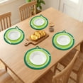 thumbnail image 3 of Farmhouse Round Placemats Set of 6 Woven Placemats for Dining Table Decor Kitchen Table Mat Wipe Clean Green 11.8inch, 3 of 5
