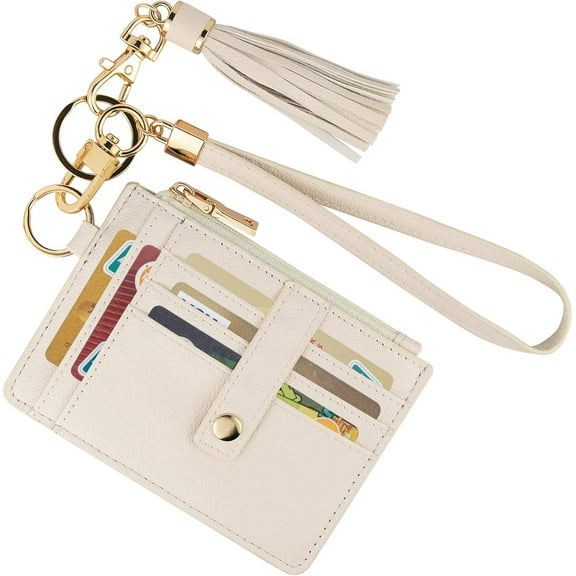Small Wristlet Wallets for Women RFID Credit Card Holder Wallet Keycha Wristlet Wallet Credit Card Wallets for Women (Beige)