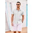 thumbnail image 6 of COOFANDY Mens Short Sleeve Cuban Guayabera Shirt Casual Summer Beach Button Down Shirts Resort Vacation Shirts, 6 of 8
