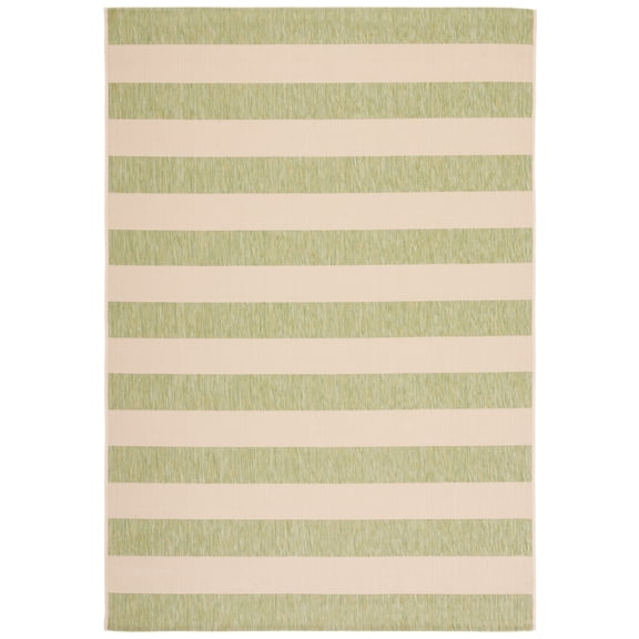 Safavieh Courtyard Ermintrude Striped Indoor/Outdoor Area Rug, Beige/Sage Green, 5'3" x 7'7"