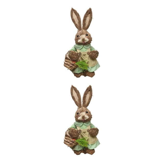 Cateissary Estatuilla de conejito de paja, escultura Animal, estatua de conejo bonita para escritorio, fiesta y oficina estilo A 2Conjunto