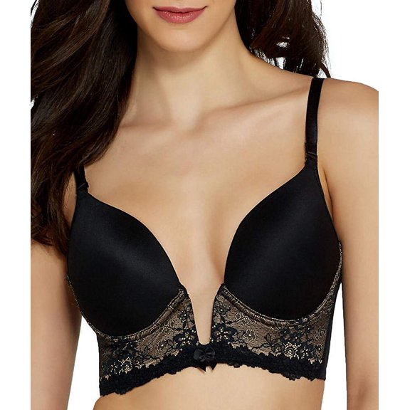 VA BIEN Black Marquise Plunge Convertible Longline Bra, US 34D, UK 34D. NWOT