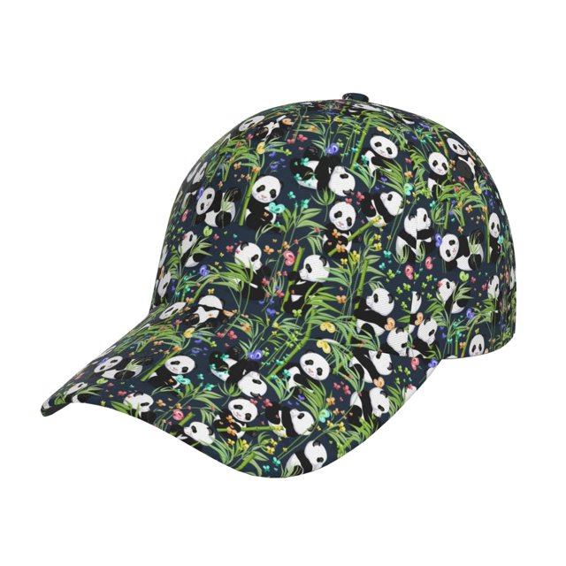 Fotbe Fun Panda Playing With Bamboo Leaves Gorro Clásico de Béisbol, Gorra Ajustable con Broche Snapback, Gorro de Exterior de Algodón Suave