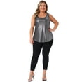 thumbnail image 3 of DARING DIVA Women's Plus Metallic Tank Top Sleeveless Shiny Party Tops 1X Silver, 3 of 5