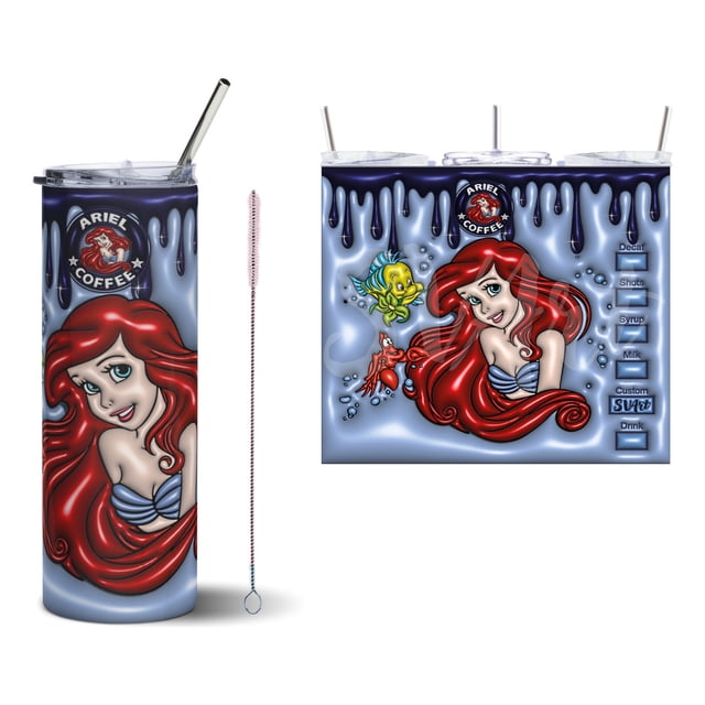 Termo Tumbler 20oz SVART Diseño Ariel La Sirenita Tipo Inflado Md3