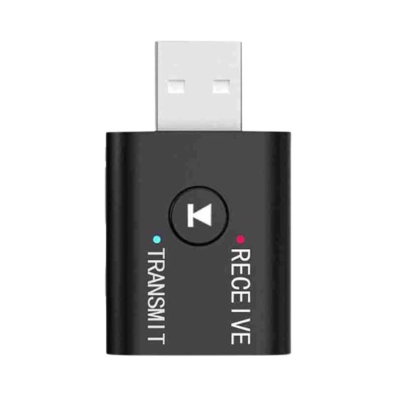 For Bluetooth Audio Adapter – V5.0 Wireless Transmitter & Receiver, 3.5mm AUX, Built-In Microphone, USB Rechargeable, Compatible with TV, PC, Car, Home Speakers