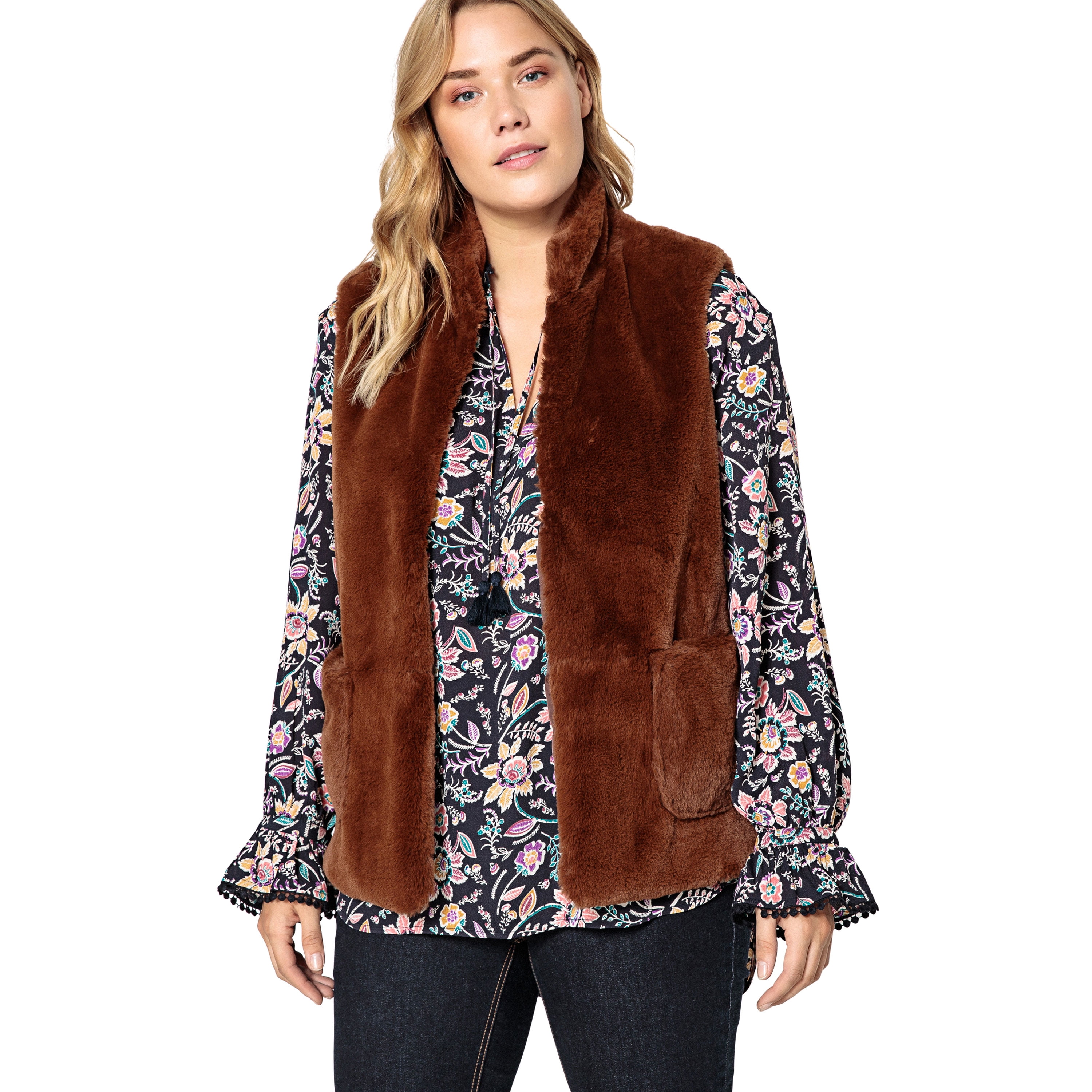 Castaluna Women's Plus Size Faux Fur Castaluna Coat - Walmart.com