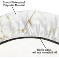 thumbnail image 3 of White Gold Marble Round Table Cover with Elastic Edge, Fitted Tablecloth Waterproof Wipeable Round Table Cover for Kitchen Dining Party Holiday Fits Outdoor Round Plastic Table Cloth 40-44 In, 3 of 4