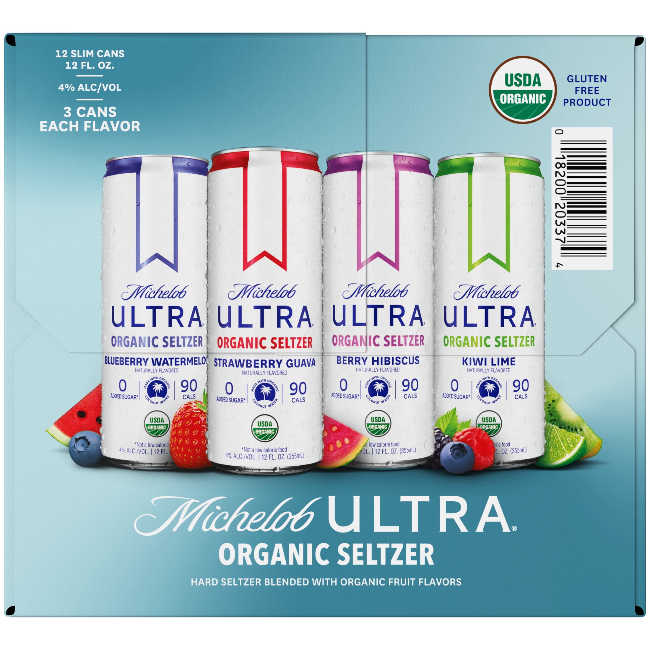 Michelob ULTRA Organic Hard Seltzer Coconut Water Variety pack, 12 pack, 12 fl oz Aluminum Cans, 4% ABV