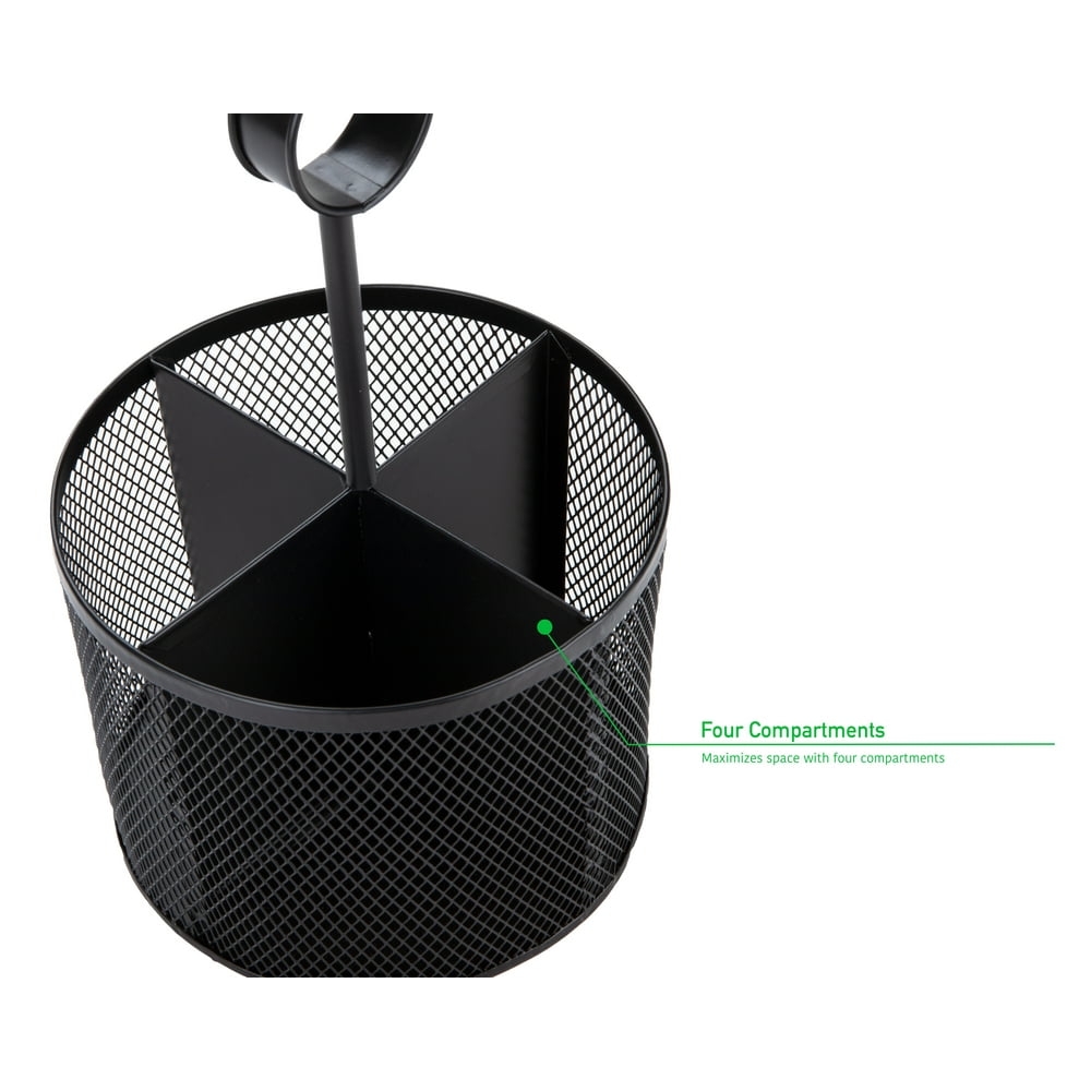 Mind Reader 4 Section Round Steel Mesh Utensil Holder with Handle