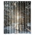 thumbnail image 1 of Cortina de ducha ABPHQTO Sunshine Cross Snow Forest Impermeable 150x180 cm, 1 of 2