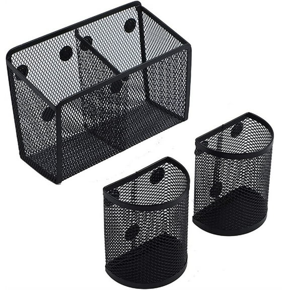 Casewin Magnetic Pencil Holder,3 Pack Magnetic Storage Basket Organizer,Extra Strong Magnets Pen Holder, for Your Whiteboard, Fridge, Cubicle Desks, Locker Accessories