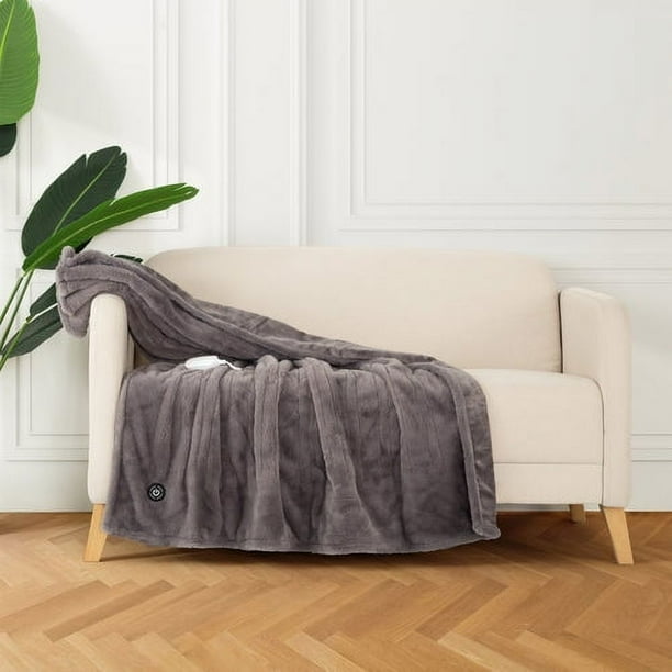 Berkshire Life Heated Throw (Grey) Walmart.ca