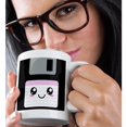 thumbnail image 2 of 3drose, Kawaii Cute Happy Floppy Disk - Retro Computer Nerd - Japanese Anime Smiling Cartoon with Pink Label, 11oz Mug, 2 of 6