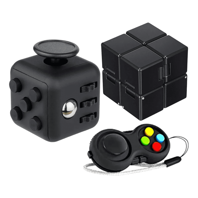 3pcs Cubo Anti Estrés,fidget Cube,juguetes Para La Ansiedad Eo Safe Imports Negro