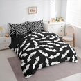 thumbnail image 2 of Manfei Boys Spooky Halloween Bedding Comforter Set 7pcs,Flying Animal Bats Queen Bedding Sets,White Black Queen Sheet Sets For Teens,Ultra Soft Home Decor Reversible, 2 of 7