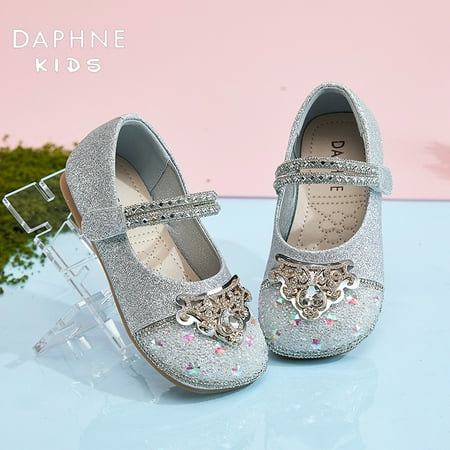 

DAPHNE Girls Elegant Sequin Mary Jane Flats With Crown Decoration Lightweight Slip-on Princess Shoes For Party Performance