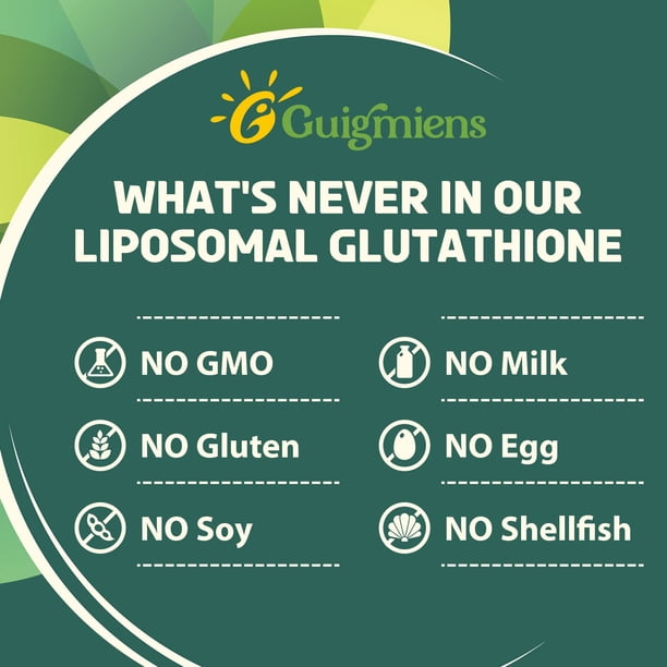 Suplemento de glutatión liposomal de Guigmiens, 2000 mg, 120 unidades Suplemento de glutatión liposomal de Guigmiens, 2000 mg, 120 unidades