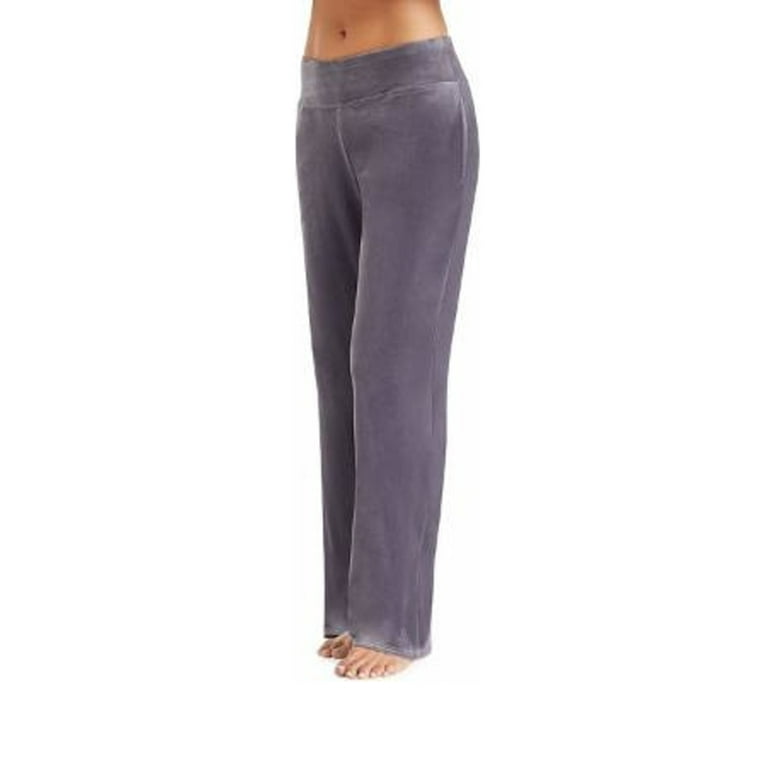 Cuddl Duds Women Double Plush Velour Lounge Pants 8719699 Dark Grey L