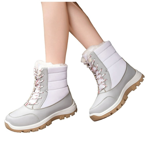 Mostsola Waterproof Snow Boots for Women Lace up Anti-Slip Thickened Furry Lined Winter Hiking Boots