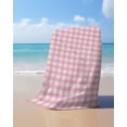thumbnail image 4 of Pink Beach Towels Oversized Super Absorbent, Grid Checkered Plaid Gingham Lattice Trellis Lightweight Bath Towel Quick Dry Sets For Bathroom/Pool/Rv Camping/Beach Play/Gym Room/Picnic 23"x47", 4 of 8