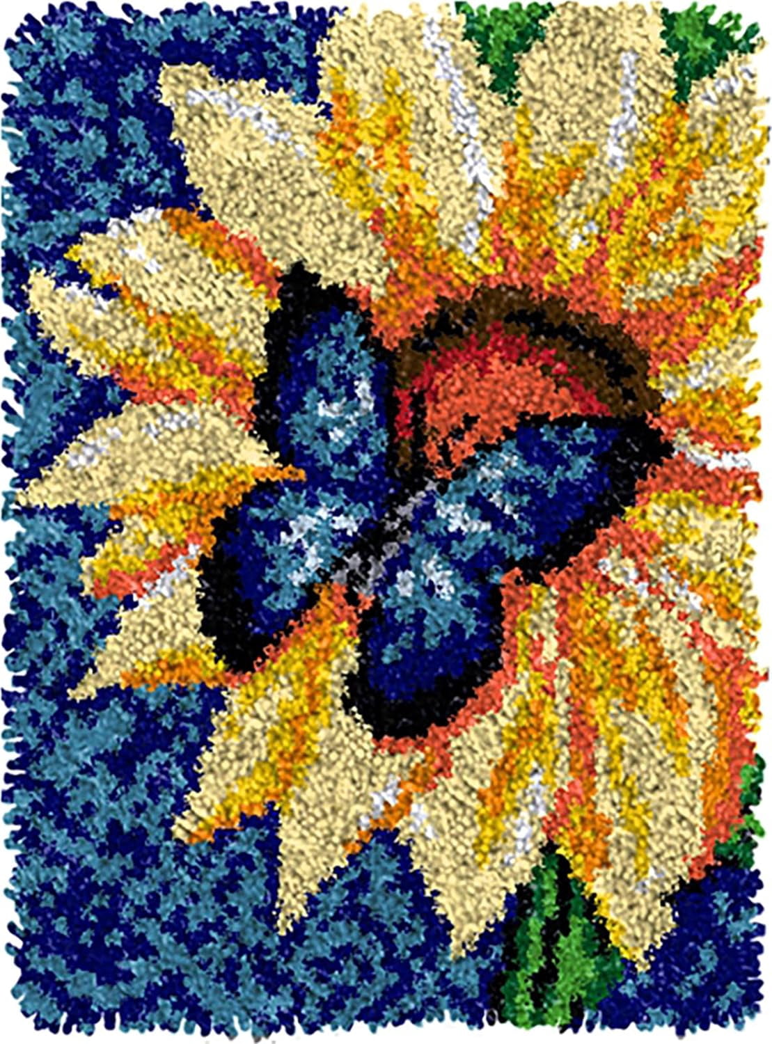 Senya Latch Hook Kits for Adults Kids DIY Butterfly Rug Making Kits Needlework Doormat Creative Gift Home Decoration 20.5Inch X13.8Inch