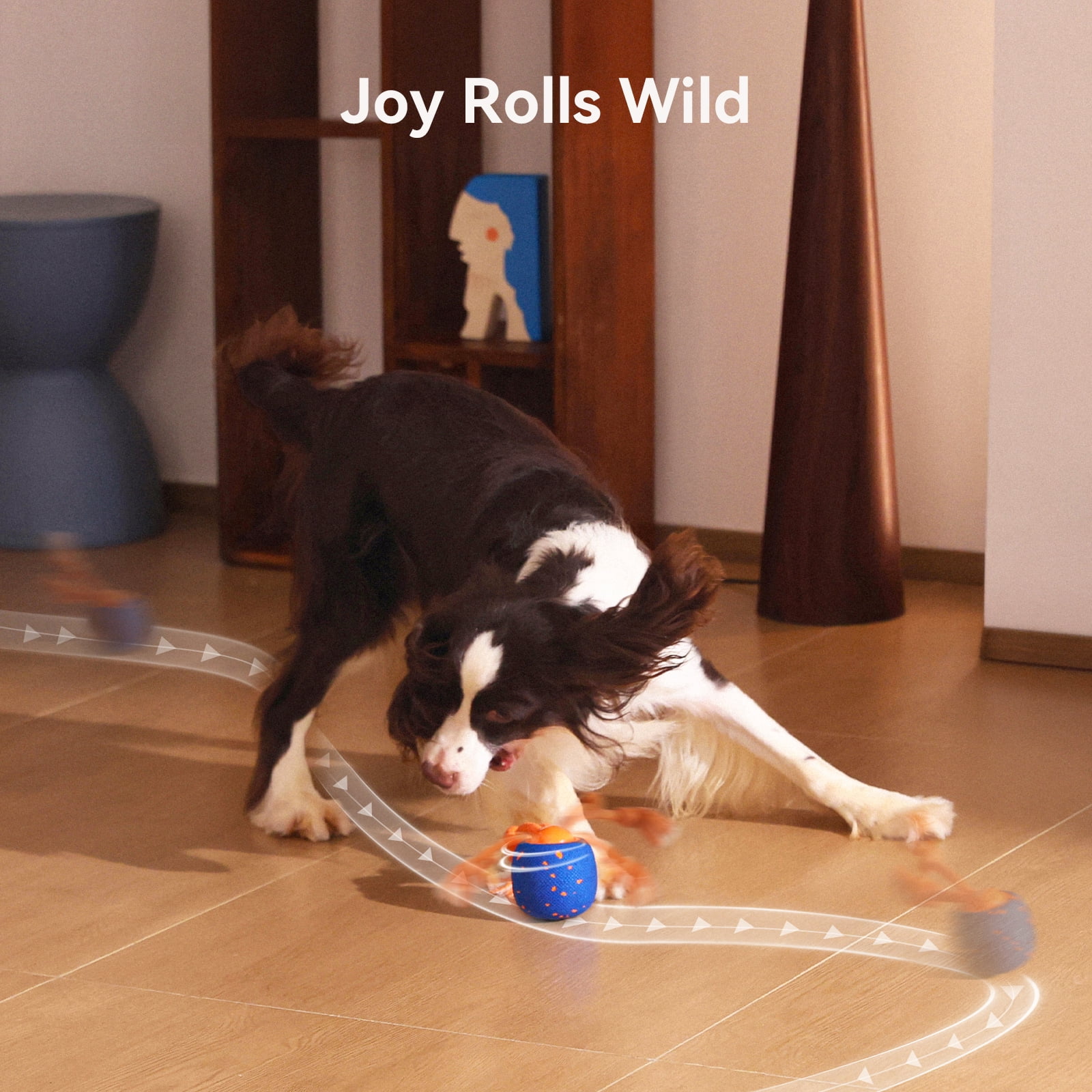 Cheerble Wicked Ball Rolly Interactive Dog Toy with Automatic Move, E-TPU Material, Rope and Barking Sounds, for Medium to Large Dogs (Royal Blue)